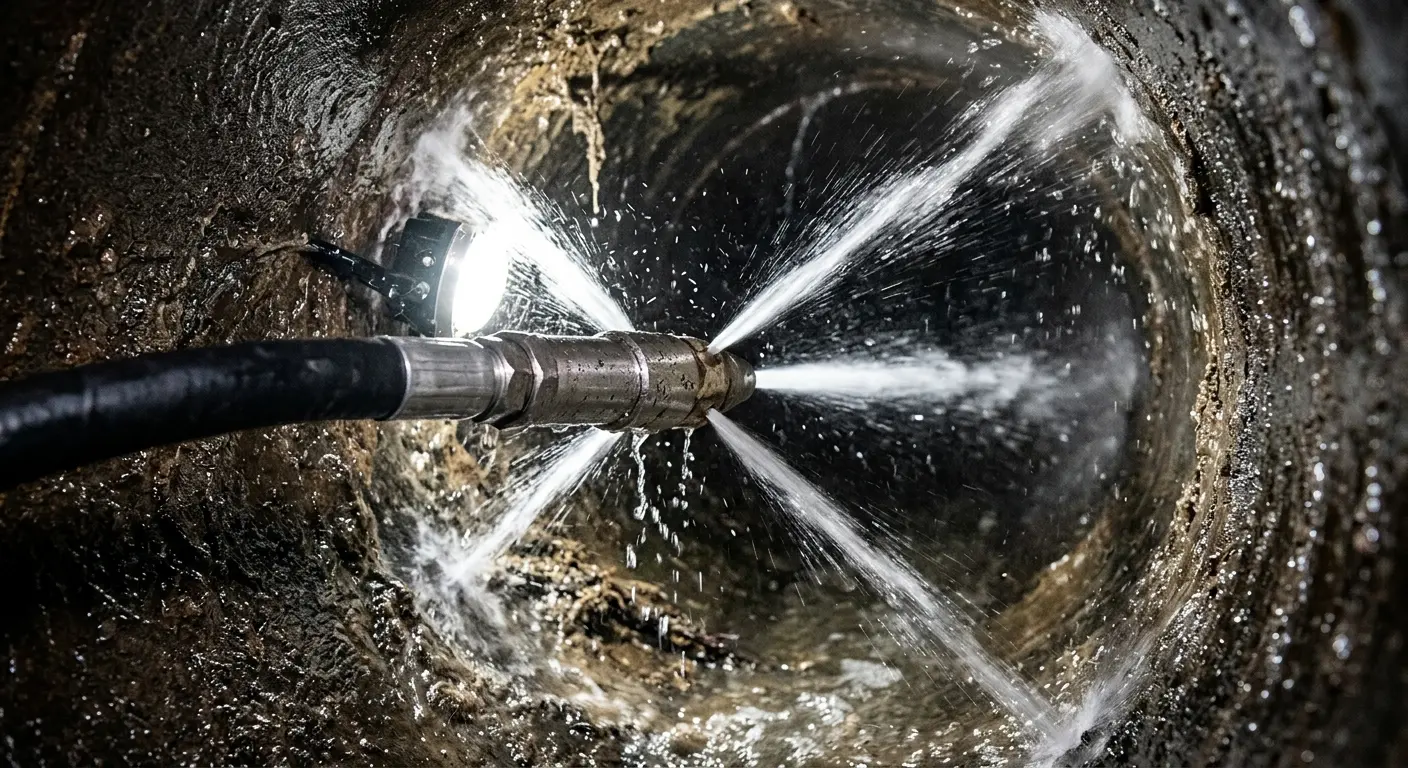 High-pressure hydro jetting nozzle cleaning sewer pipe for Storm Drain Cleaning in Sidney